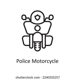 Police motorcycle Vector Outline Icon Design illustration. Law Enforcement Symbol on White background EPS 10 File