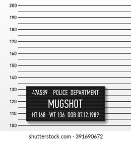Police mugshot. Add a photo. Centimeters, vector.