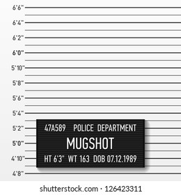 Police mugshot. Add a photo. Vector.