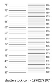 Police mugshot background. Person's height measuring scale.