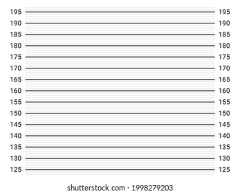 Police mugshot background. Person's height measuring scale.