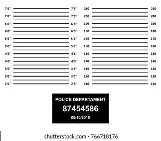 Police mugshot. Police lineup on white background. Vector illustration