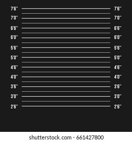Police Mugshot Vector Template Illustration. Black And White