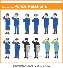 Police multiple person set : Vector