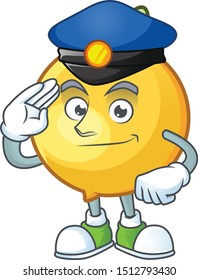 Police mundu fruit mascot on white background.