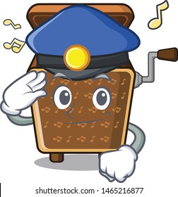 Police music box in cartoon glass cabinet