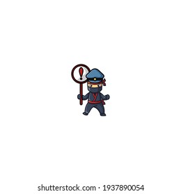 Police Ninja Cartoon Character Design Vector Illustration. With Cute, Funny, And Fun Cartoon. 