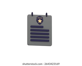 police note icon 3d illustration render