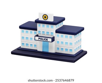 Police Office 3D icon illustration. Police station 3D icon illustration. 