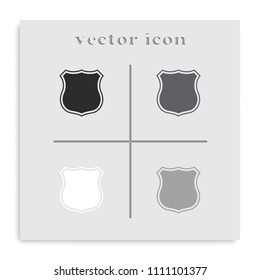 Police office badge sign flat black and white vector icon.