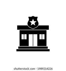 Police office icon flat illustration vector black color isolated.Police office marker.