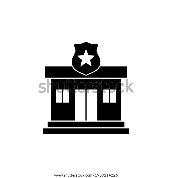 Police office icon flat illustration\
vector black color isolated.Police office\
marker.