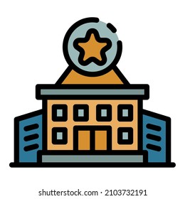 Police office icon. Outline police office vector icon color flat isolated