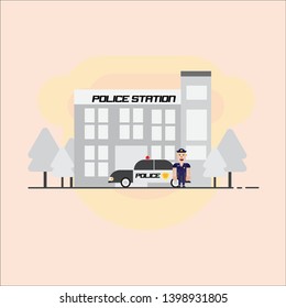 police office station vector flat design