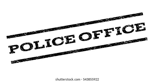 Police Office watermark stamp. Text tag between parallel lines with grunge design style. Rubber seal stamp with unclean texture. Vector black color ink imprint on a white background.
