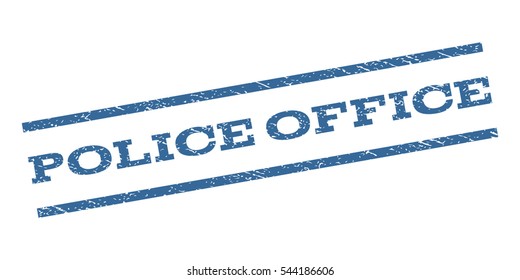 Police Office watermark stamp. Text caption between parallel lines with grunge design style. Rubber seal stamp with dirty texture. Vector cobalt blue color ink imprint on a white background.