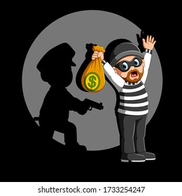 Police officer arrest the robber of illustration