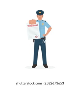 Police officer with arrest warrant vector illustration