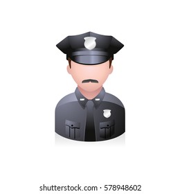 Police Officer Avatar Icon In Colors.