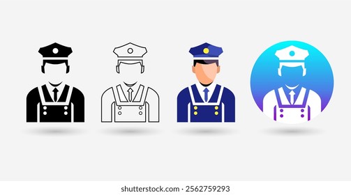 Police Officer Avatar Icons Set