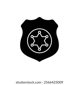 Police officer badge icon isolated on white background. Vector Illustration.