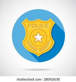 Police officer badge icon. Law and order concept. Flat design vector illustration