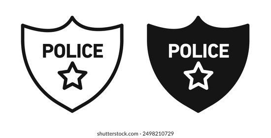 Police officer badge iconicon vector collection in outlined and solid style