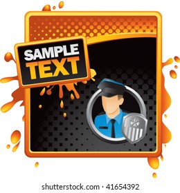 police officer and badge on halftone grunge ad