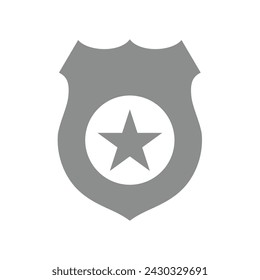 Police officer badge. Vector glyph symbol with star, law enforcement.