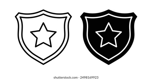 Police officer badge vector icon set in black color.