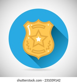 Police Officer Bage Icon Protection Law Order Symbol On Stylish Background Modern Flat Design Vector Illustration