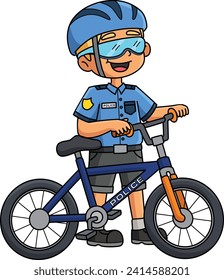 Police Officer with a Bike Cartoon Colored Clipart