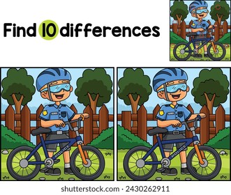 Police Officer with a Bike Find The Differences