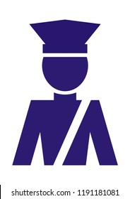 Police officer, blue vector icon
