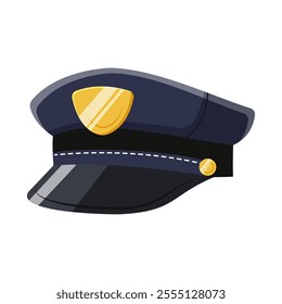 Police officer cap in cartoon style on white background. Vector illustration