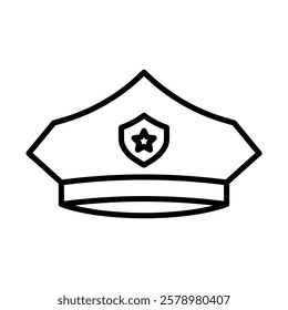 Police officer cap icon Black and white logo