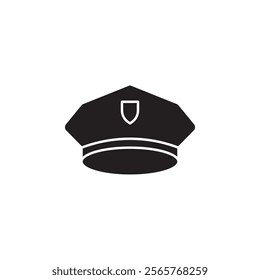 Police officer cap icon Vector flat thin line illustration