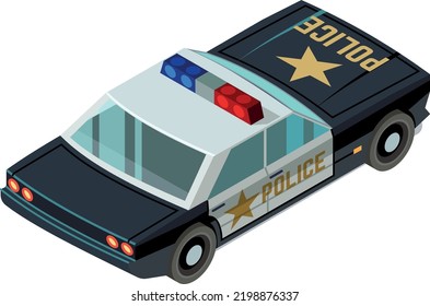 Police Officer Car Back View Isometric Icon