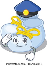 Police officer cartoon drawing of baby boy boots wearing a blue hat