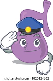 Police officer cartoon drawing of gall bladder wearing a blue hat