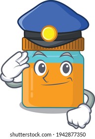 Police officer cartoon drawing of honey jar wearing a blue hat svg