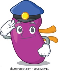 Police officer cartoon drawing of kidney wearing a blue hat