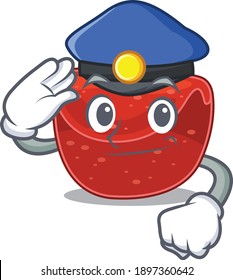 Police officer cartoon drawing of meatloaf wearing a blue hat. Vector illustration