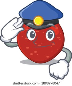 Police officer cartoon drawing of peperoni wearing a blue hat. Vector illustration