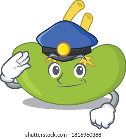 Police officer cartoon drawing of spleen wearing a blue hat