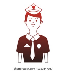Police officer cartoon red lines