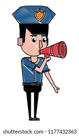 Police officer cartoon scribble