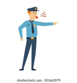 Police officer cartoon set, Police character set
