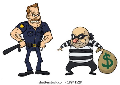 Police officer catching thief