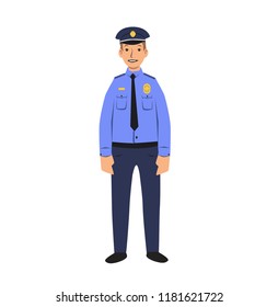 Police officer character. Colorful flat vector illustration. Isolated on white background.